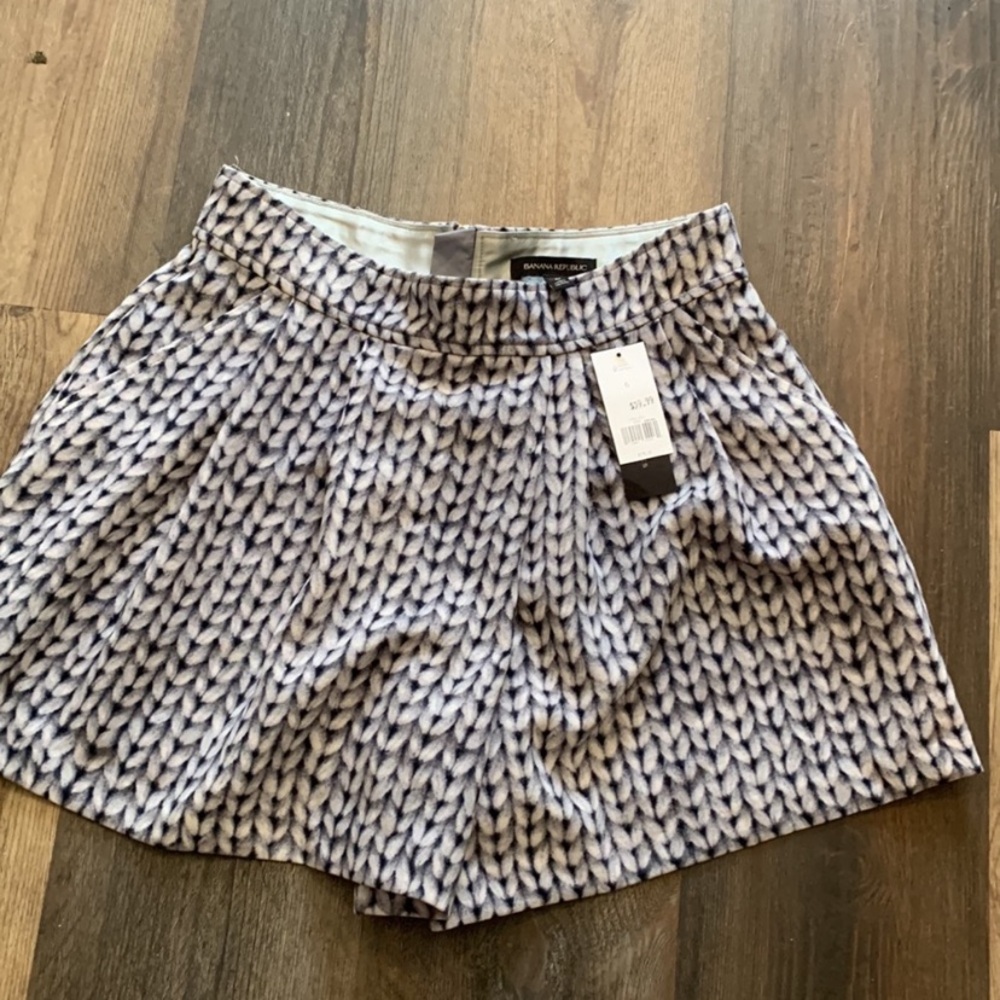 Express Black and White Geometric Shorts